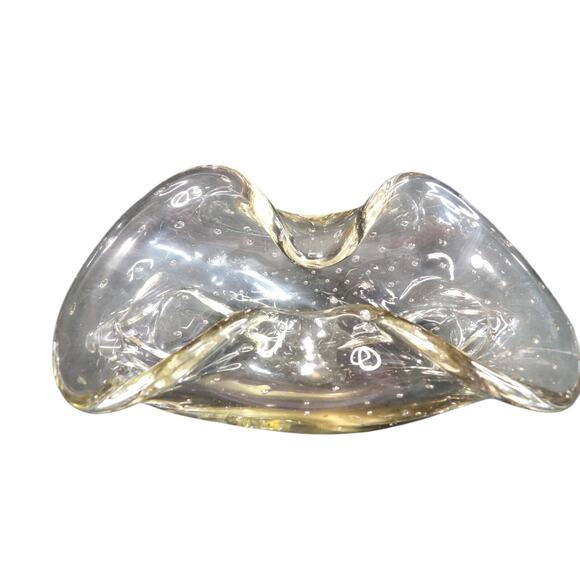 Murano Style Controlled Bubble Art Glass Bowl - Picture 1 of 7